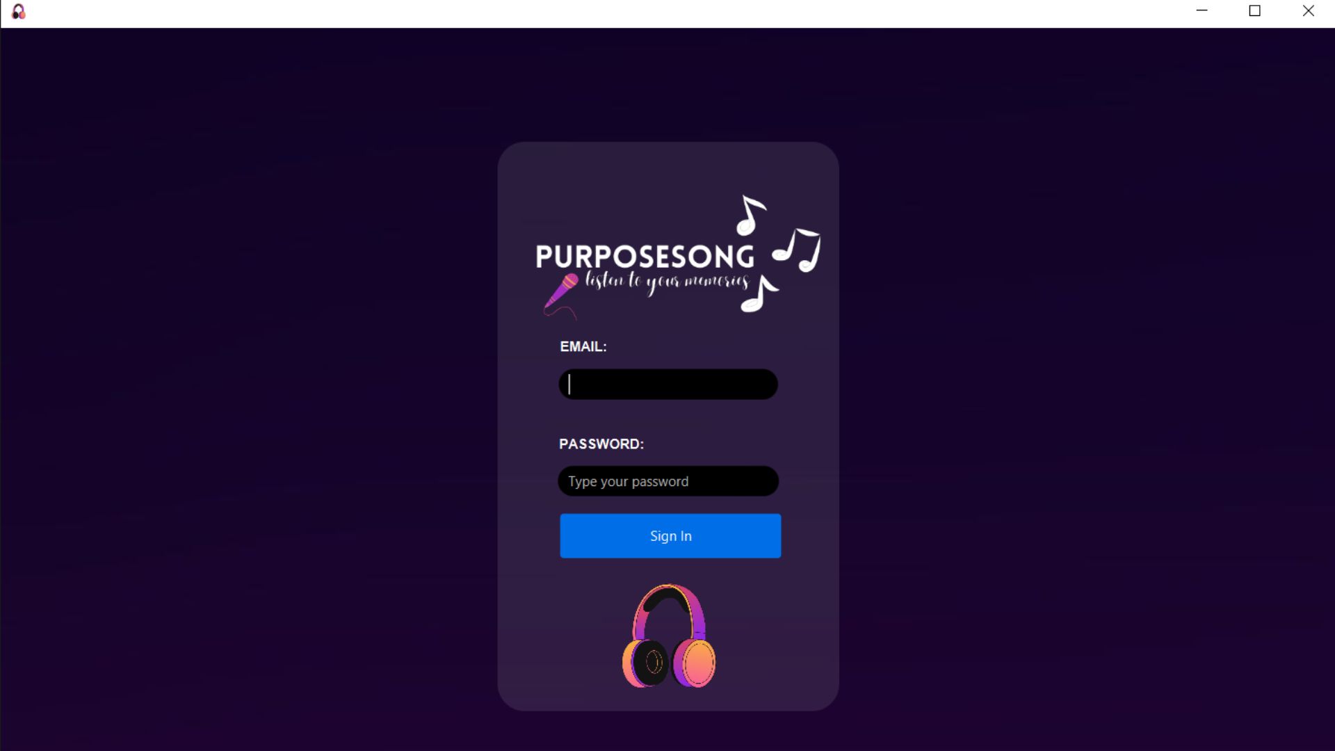 Print of PurposeSong application